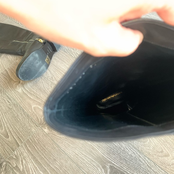 EMPORIO ARMANI BLACK LEATHER HIGH BOOT 36 - Picture 8 of 8